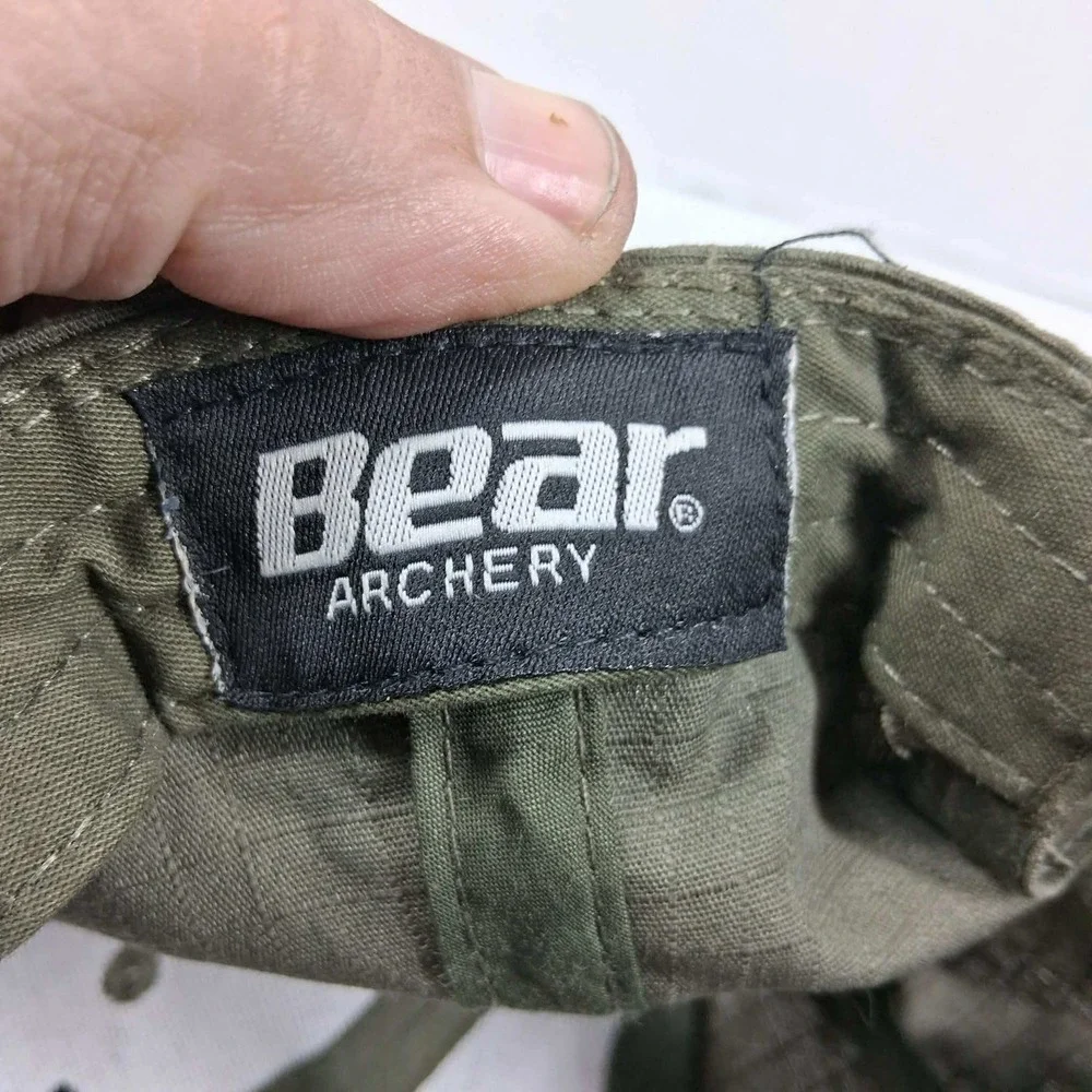 Bear Archery Hat Olive Green Ripstop Embroidered Logo Adjustable Hunting Cap